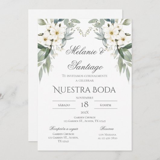 Boho Spanish Wedding Invitation Kaart (Voorkant / Achterkant)