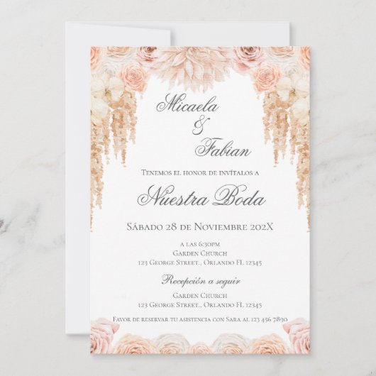 Boho Spanish Wedding Invitation Kaart (Voorkant)