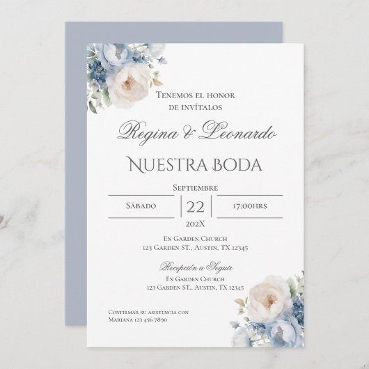 Boho Spanish Wedding Invitation Kaart (Voorkant / Achterkant)