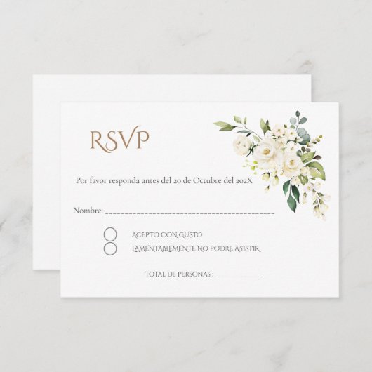 Boho Spanish Wedding RSVP Card Informatiekaartje (Voorkant / Achterkant)