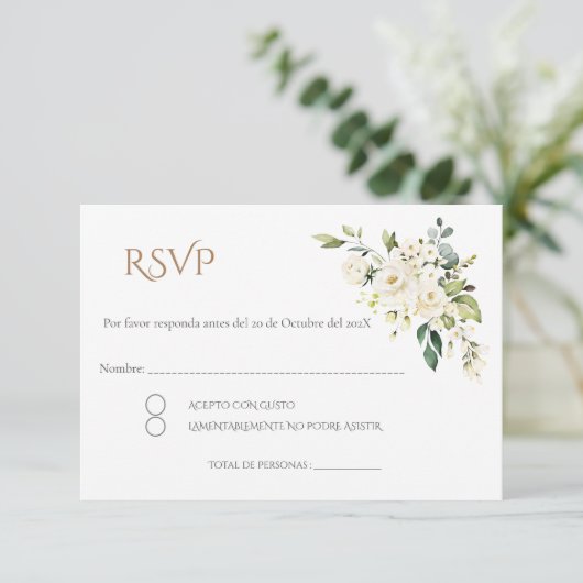 Boho Spanish Wedding RSVP Card Informatiekaartje (Staand voorkant)