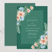 Boho Spar Blauwgroene Bloesem Bruiloft Kaart (Voorkant / Achterkant)