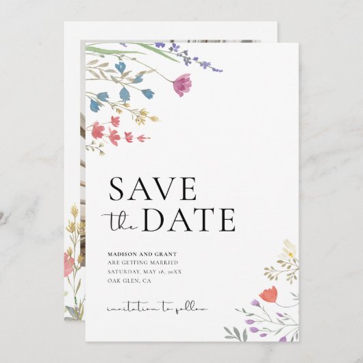 Boho sparen de Datum, Foto sparen de Uitnodiging v (Voorkant / Achterkant)