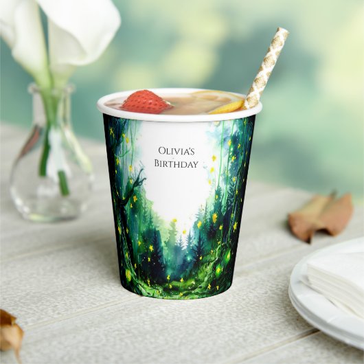 Boho Sparkling Woodland Verjaardag Papieren Bekers (Insitu)