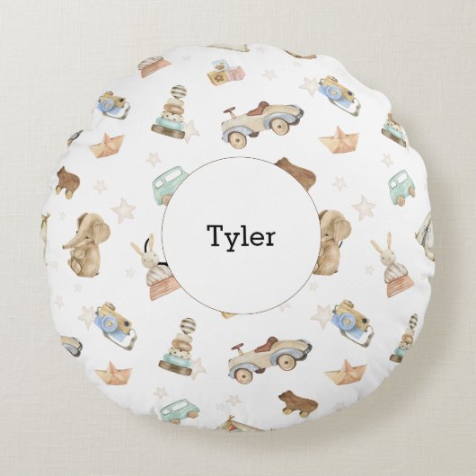 Boho  Speelgoed Baby Kwekerij Wit Rond Kussen (Voorkant)