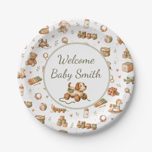 Boho Speelgoed Welkom Baby Papieren Bordje (Voorkant)