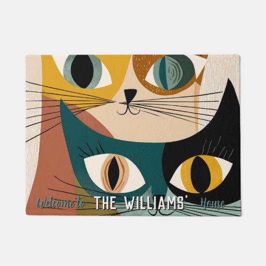 Boho Sphynx Kat Moeder Vader Huis Decor Welkom Mat (Voorkant)
