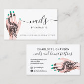 Boho spijkert groene henna tattoos illustratie visitekaartje (Voorkant / Achterkant)