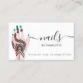 Boho spijkert groene henna tattoos illustratie visitekaartje (Voorkant)