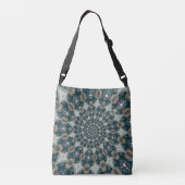 Boho Spiral Blauwgroen en Khaki Kaleidoscope Crossbody Tas (Achterkant)
