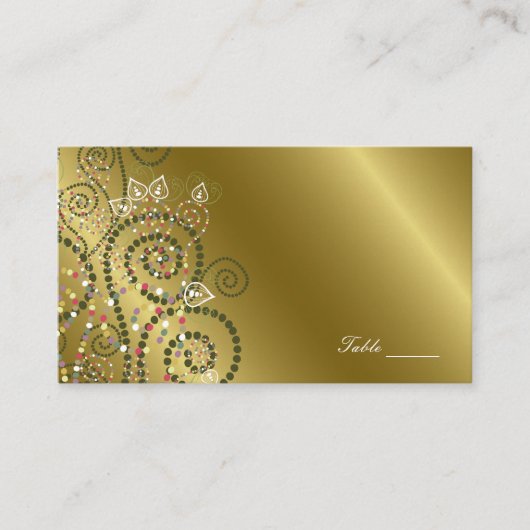 Boho Spirals Pattern Gold Party Place Card Plaatskaartje (Voorkant)
