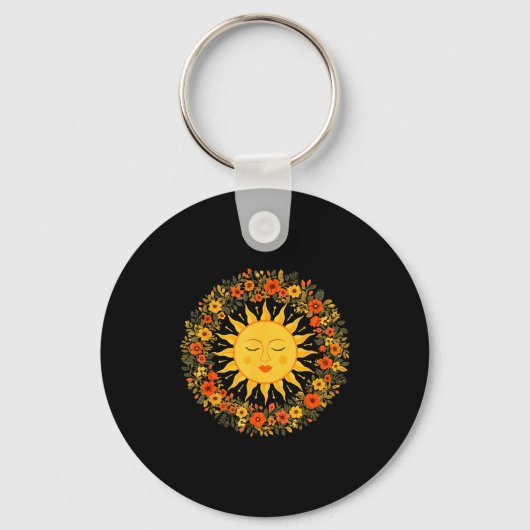 Boho Spirituele Zon Schattig Boheemse Hemelse Hipp Sleutelhanger (Voorkant)