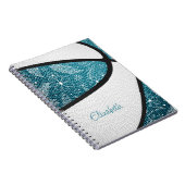 Boho sport dode tekening patroon turquoise wit bas notitieboek (Rechterzijde)