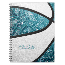 Boho sport dode tekening patroon turquoise wit bas notitieboek