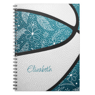 Boho sport dode tekening patroon turquoise wit bas notitieboek