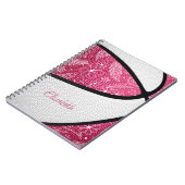 Boho sport doezelt roze witte basketbal notitieboek (Linkerzijde)