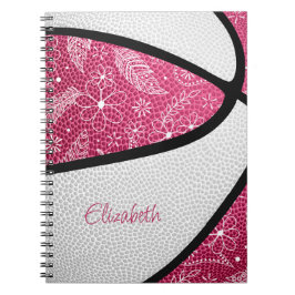 Boho sport doezelt roze witte basketbal notitieboek