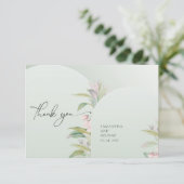 Boho spring bloesbloemen eucalyptusgroen dan bedankkaart (Staand voorkant)