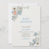 Boho Spring Blue Floral Baby shower Kaart (Voorkant)