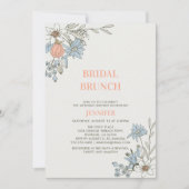 Boho Spring Blue Floral Bridal Brunch Shower Invit Kaart (Voorkant)