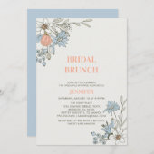 Boho Spring Blue Floral Bridal Brunch Shower Invit Kaart (Voorkant / Achterkant)
