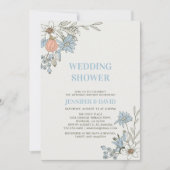 Boho Spring Blue Floral Couples Wedding Shower IV Kaart (Voorkant)