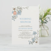 Boho Spring Blue Floral Couples Wedding Shower IV Kaart (Staand voorkant)