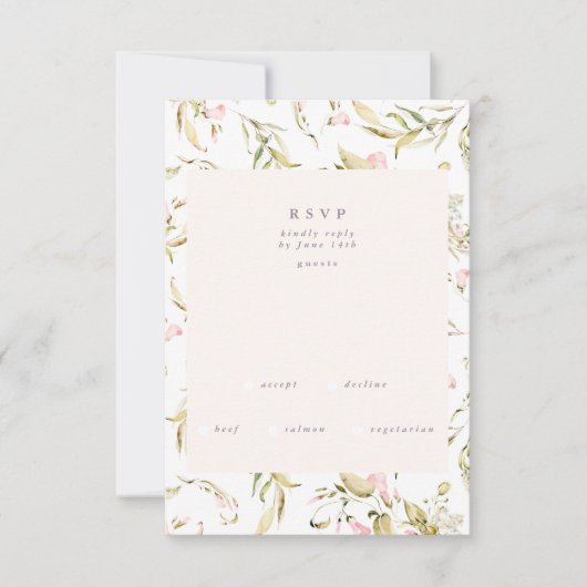 Boho Spring Botanical Big WildFlower Wedding RSVP Kaartje (Voorkant)