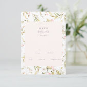 Boho Spring Botanical Big WildFlower Wedding RSVP Kaartje (Staand voorkant)