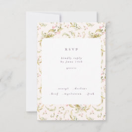 Boho Spring Botanical Big WildFlower Wedding RSVP Kaartje