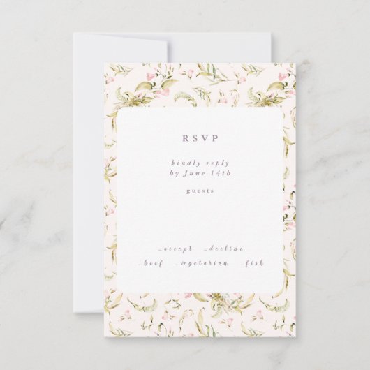 Boho Spring Botanical Big WildFlower Wedding RSVP Kaartje (Voorkant)