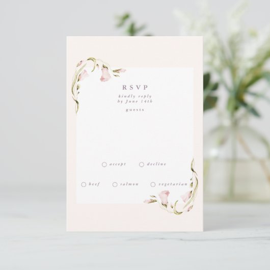 Boho Spring Botanical Corner WildFlower Wedding RS RSVP Kaartje (Staand voorkant)