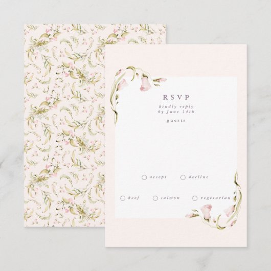 Boho Spring Botanical Corner WildFlower Wedding RS RSVP Kaartje (Voorkant / Achterkant)
