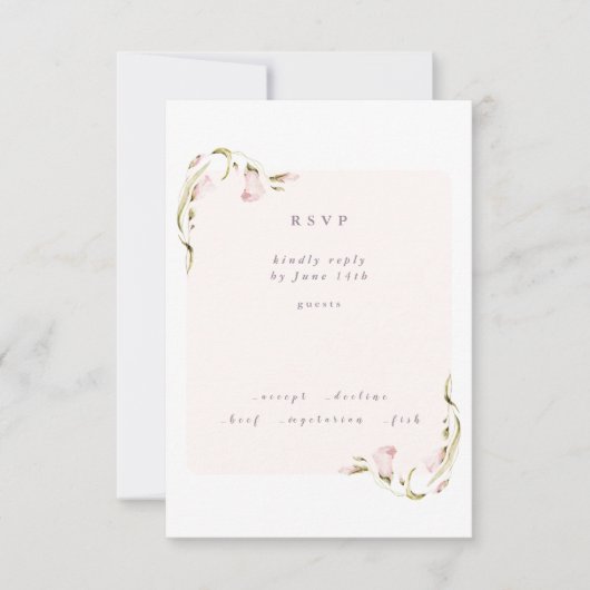 Boho Spring Botanical Corner WildFlower Wedding RSVP Kaartje (Voorkant)