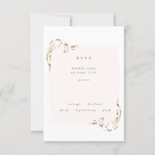 Boho Spring Botanical Corner WildFlower Wedding RSVP Kaartje