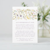 Boho Spring Botanical WildFlower Stripe Wedding Informatiekaartje (Staand voorkant)