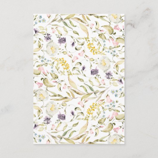 Boho Spring Botanical WildFlower Stripe Wedding Informatiekaartje (Achterkant)