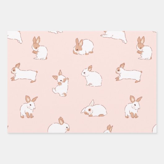 Boho Spring Bunny Botanical Inpakpapier Vel (Voorkant 3)