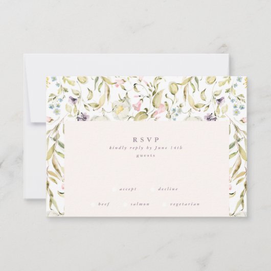 Boho Spring Elegante Botanische Bloemen Muur Bruil RSVP Kaartje (Voorkant)