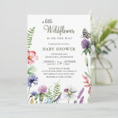 Boho Spring Floral A Little Wildflower Baby shower Kaart (Staand voorkant)