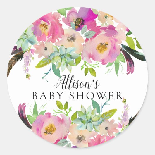Boho Spring Floral Baby shower Envelope Seal Ronde Sticker (Voorkant)