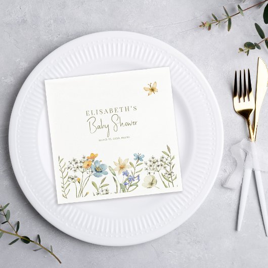 Boho spring floral gepersonaliseerd baby shower servet