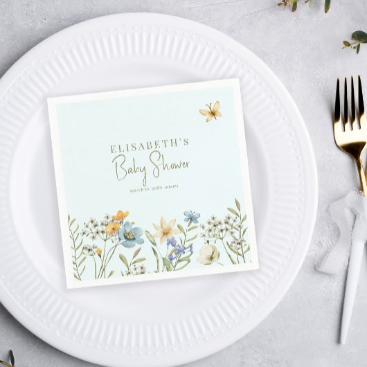 Boho spring floral gepersonaliseerd jongen baby sh servet