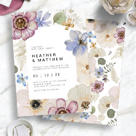 Boho Spring Floral Wedding Invitations Kaart