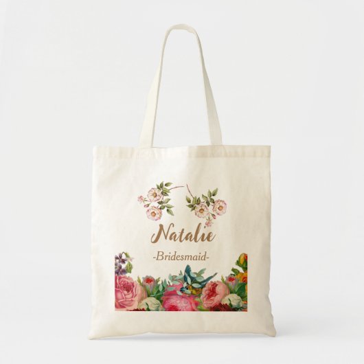 Boho Spring florals bruidsmeisje cadeau Tote Bag (Voorkant)