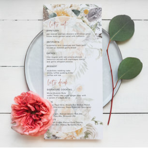Boho Spring Florals   Menu Weddenschappen