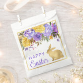 Boho Spring Flowers en Gold Bunnies Happy Easter Bedankzakje (Geknipt)
