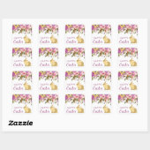Boho Spring Flowers en Gold Bunnies Happy Easter Vierkante Sticker (Vel)