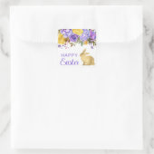Boho Spring Flowers en Gold Bunnies Happy Easter Vierkante Sticker (Tas)
