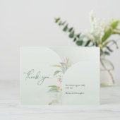 Boho Spring greenery eucalyptus blush baby dank Bedankkaart (Staand voorkant)